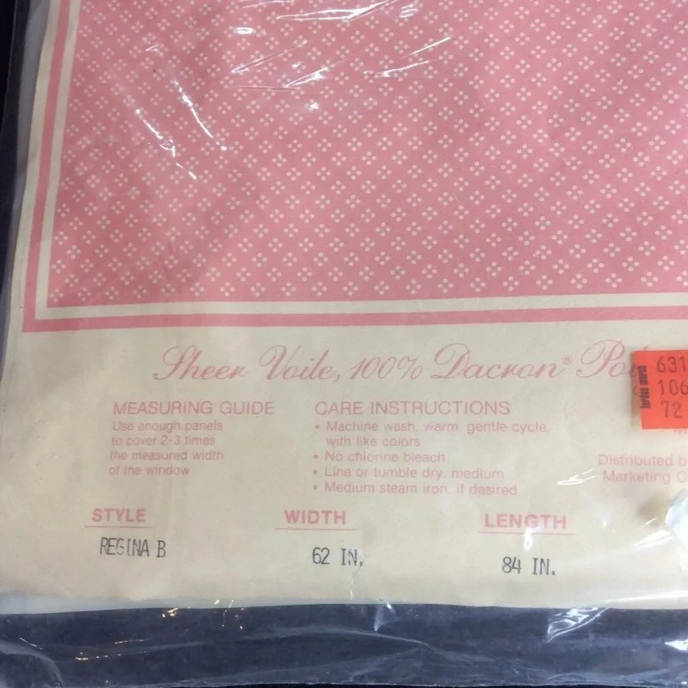 Vintage Belleaire Sheer Voile White Window Curtain Panel 62 x 84 Set 3 New